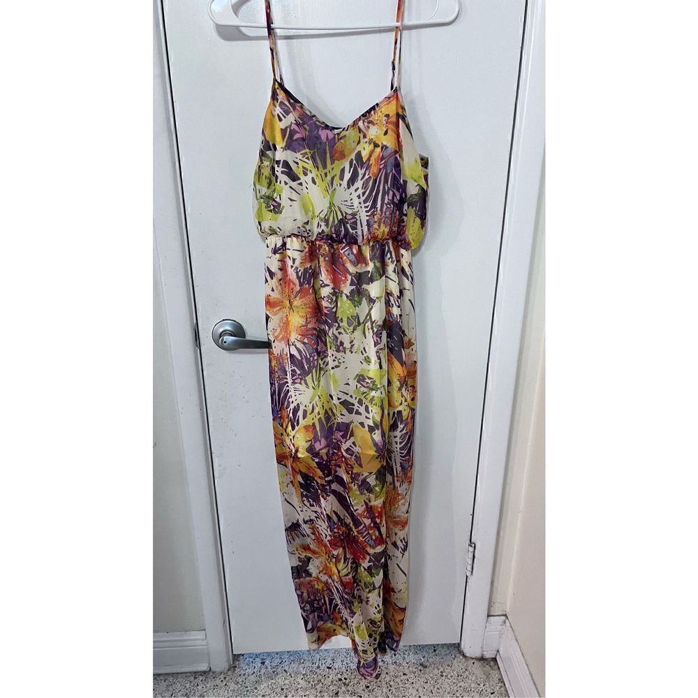 JESSICA SIMPSON WOMENS SLEEVELESS YELLOW FLORAL MAXI DRESS SIZE M